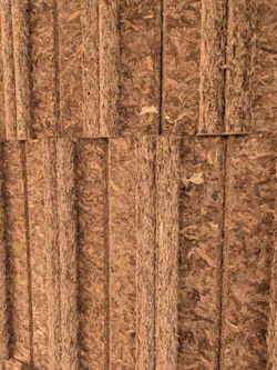 Close-up of the texture of Spinneybeck + Sould Fragments eelgrass acoustic wall tiles. Close-up of the texture of Spinneybeck + Sould Fragments eelgrass acoustic wall tiles.