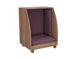 The PeacePod, displayed in walnut and blackberry.