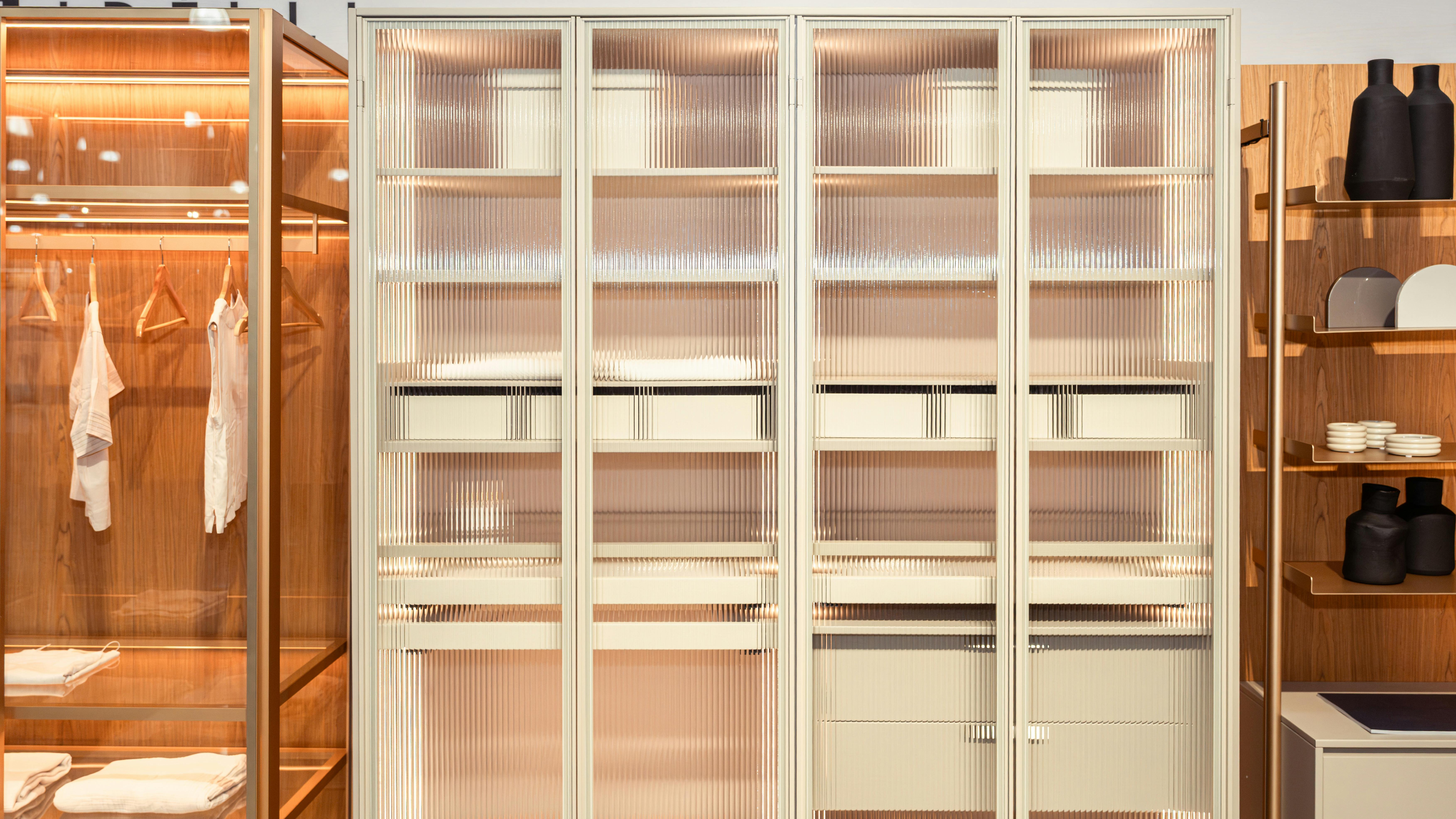 Idelli displays the Metalluxe wardrobe during ICFF 2026. The Metalluxe luxury wardrobe transforms storage into an immersive design experience.