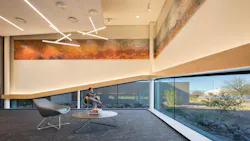 With soft light, comfortable seating, and desert views, the reading lounge offers a calm retreat that enables focus, reflection, and extended use.