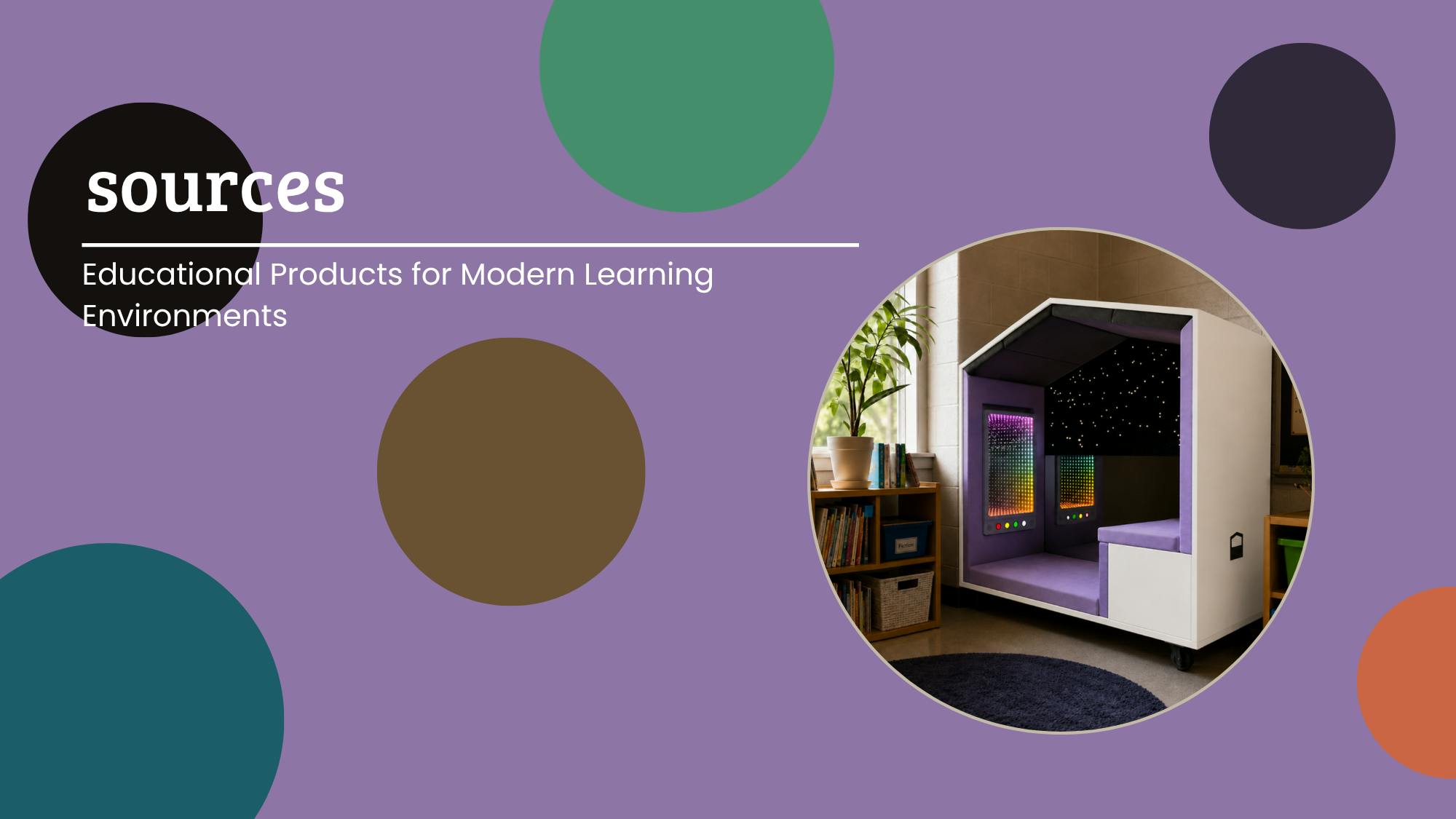 Educational Products cover image for the July August 2026 interiors+sources issue. Displaying Nook's Sensory 76.