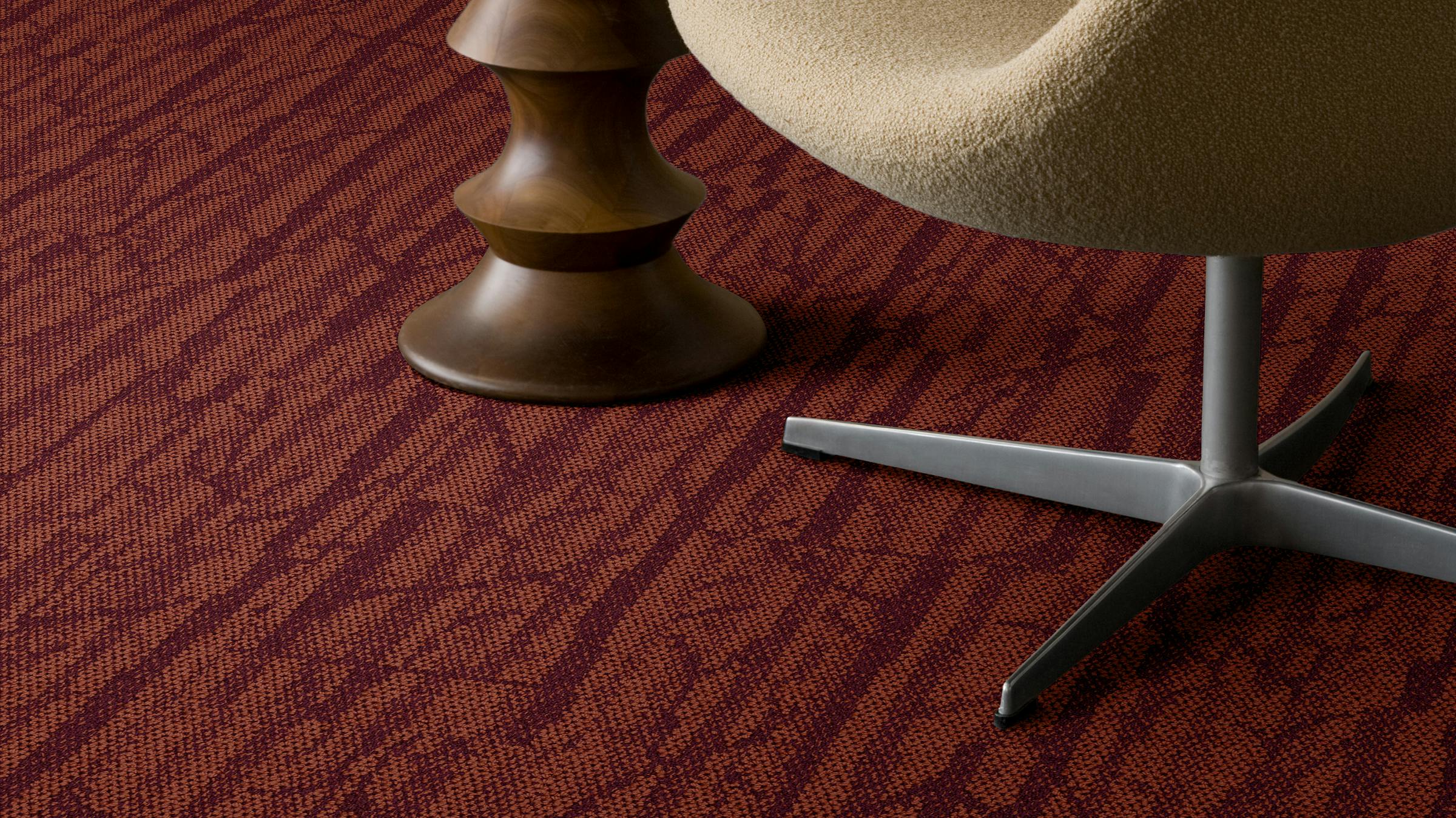 Interface's Forest Within Carpet Collection is shown in the Spruce It Up pattern in the redwood colorway.