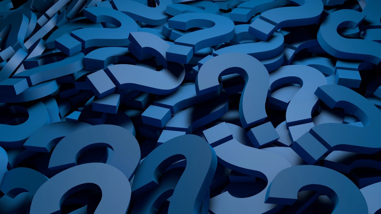 blue question marks overlaid on top of one another