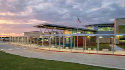 Exterior portico and facade of Legacy Elementary School