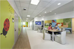 In a pediatric facility, colorful animal murals and graphics provide positive distractions for patients and a connection to local wildlife that can help to improve mood and enhance calm.
