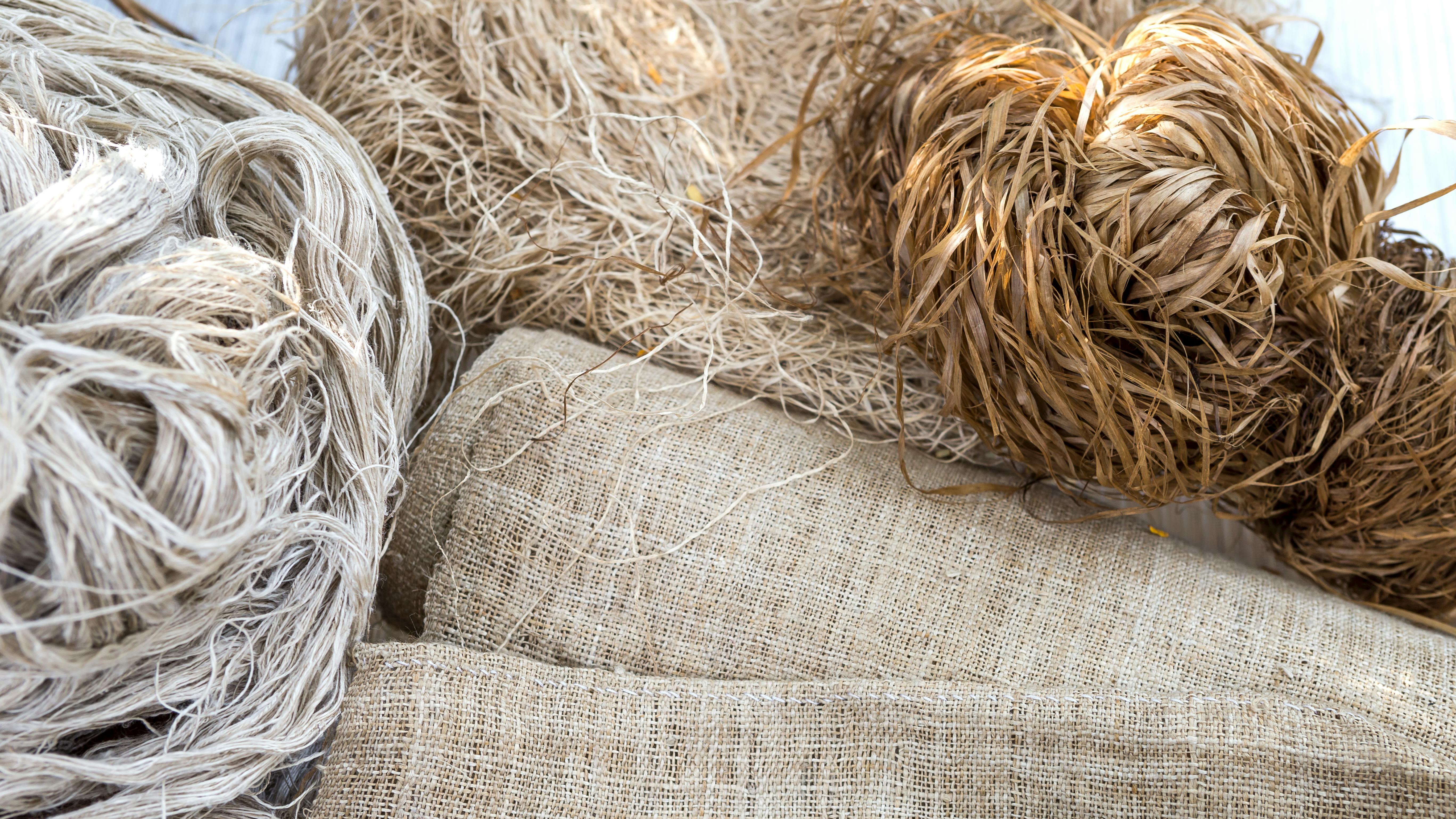 Close-up of Hessian fabric made from natural material with natural color