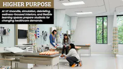 Nursing student and faculty member perform a simulated clinical exam on a volunteer