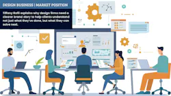 Vector graphic of male and female colleagues consulting on a project