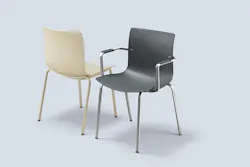 Gemelli guest chairs shown in ashtone and dune.