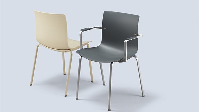 The Gemelli chair from Allseating in collaboration with Carl Gustav Magnusson is a guest chair with a softly contoured form.