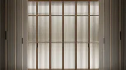 Cover Sign doors feature thin vertical crosspieces and come in various colors and veneers.