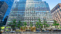 Exterior of glass fronted Art Deco building on Park Avenue
