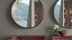 A collection of consoles with structure and top in glossy lacquered wood in the burgundy or lino finishes.