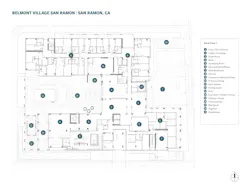 Architectural rendering of Belmont Village San Ramon site and floor plan 1