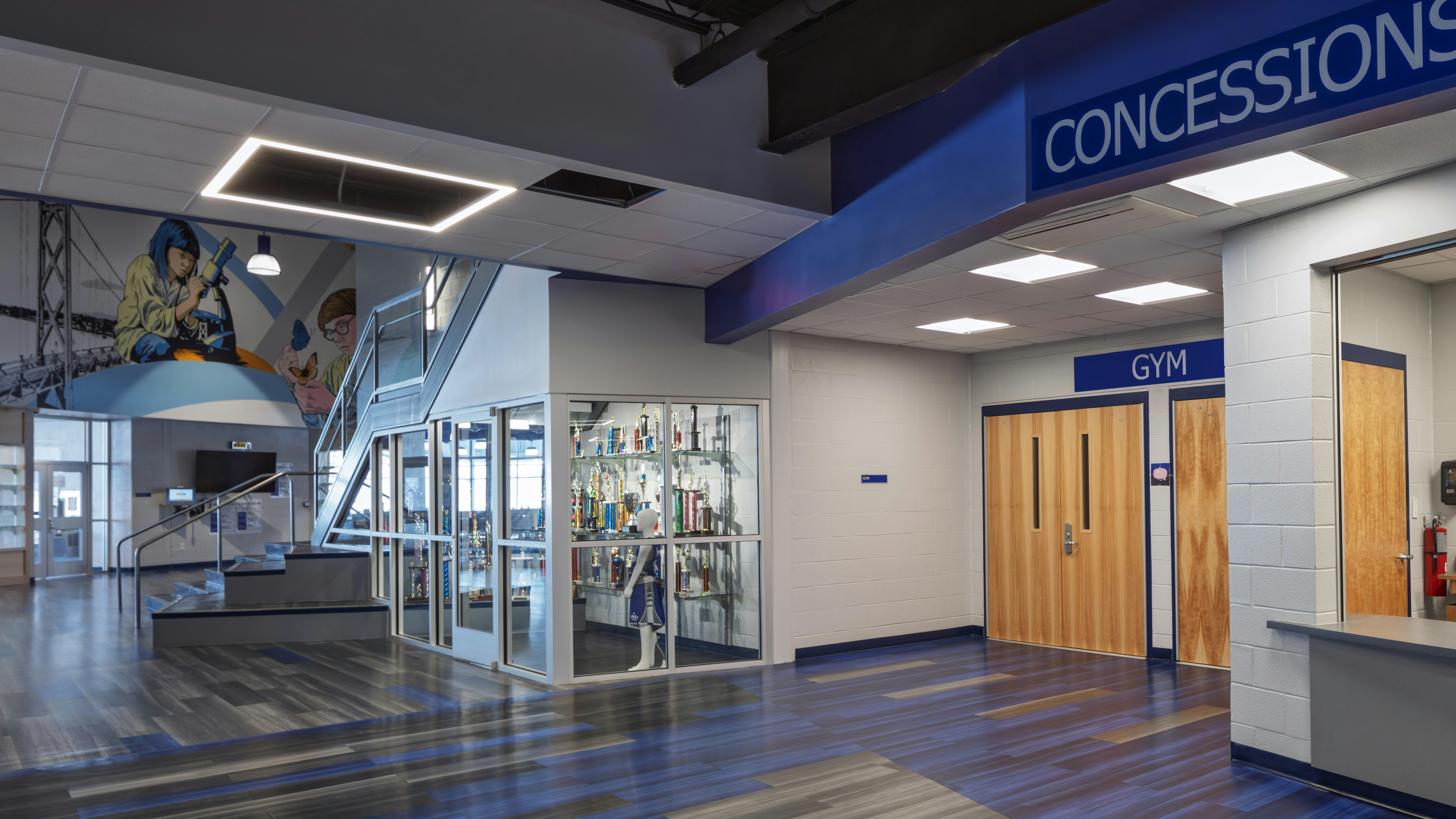 The Make Your Mark flooring was installed in a school near the concessions.