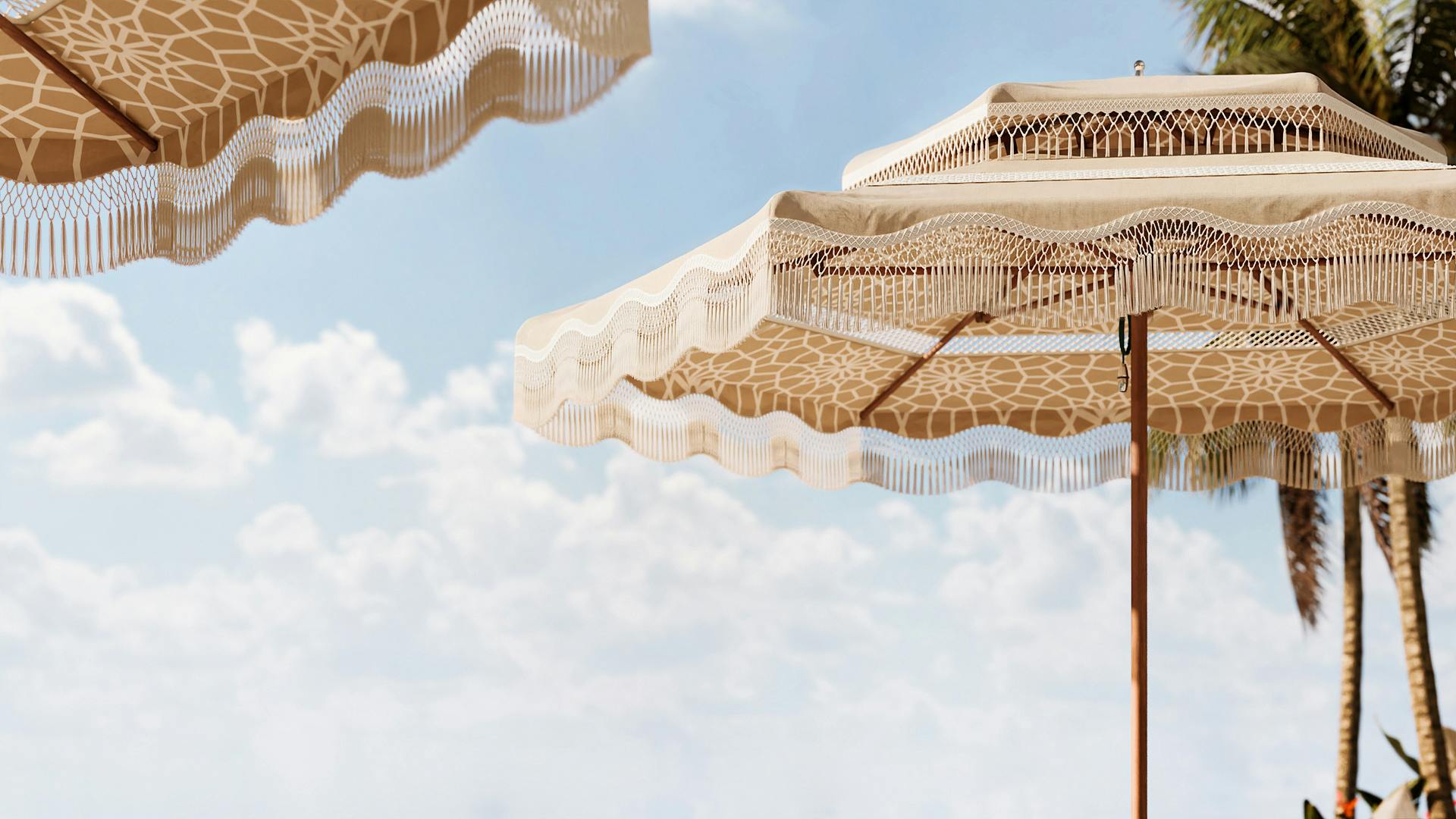 The M1 Cupola: Bodhi features a macram&eacute; fringe, belt detailing, and a scalloped macram&eacute; valance across the canopy.