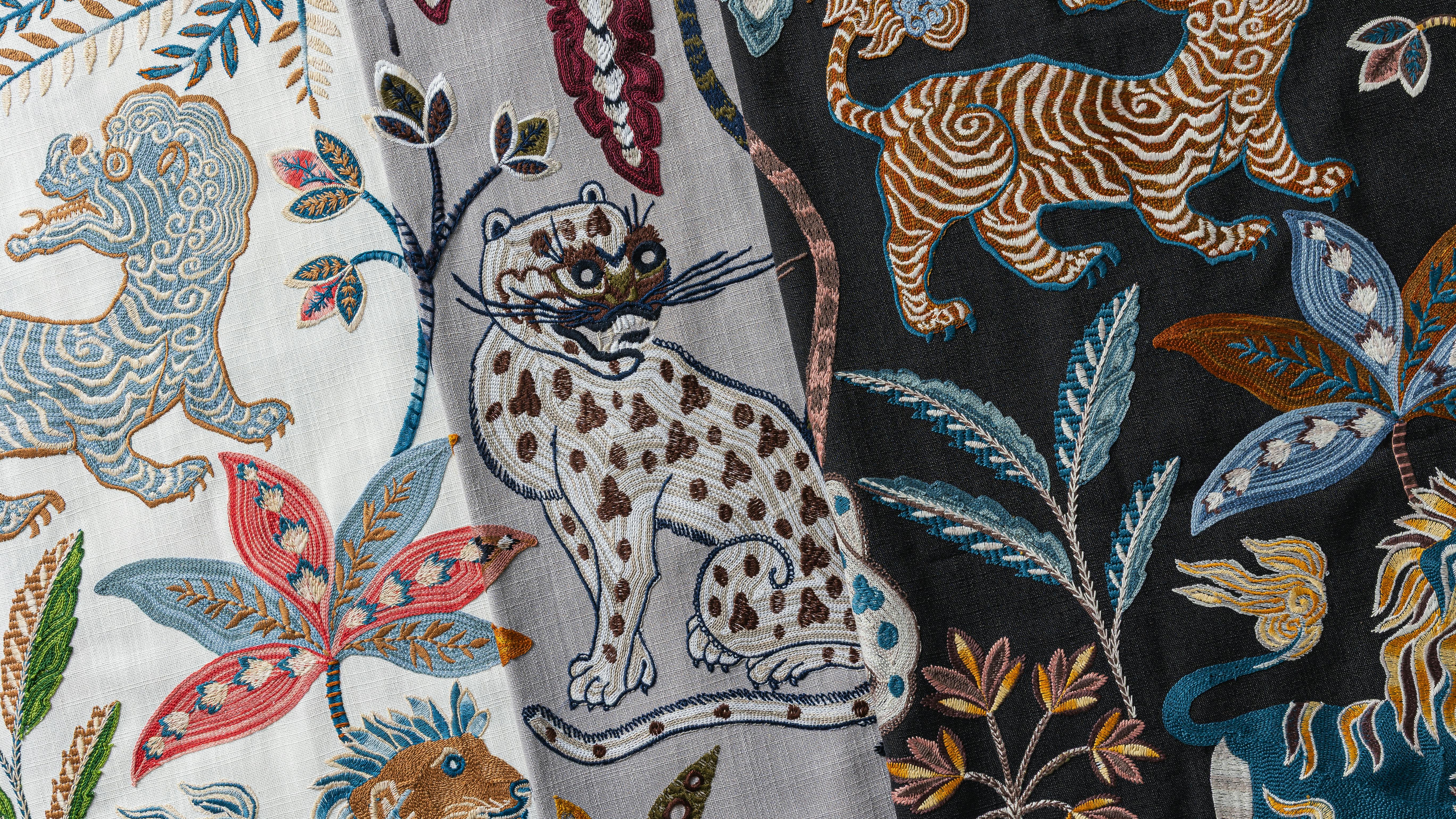 Fable creates a distinctive upholstery statement with animals and flora.