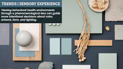 Elegant flat lay composition for mood board in green, blue and beige color palette with textile and paint samples, lamella panels and tiles