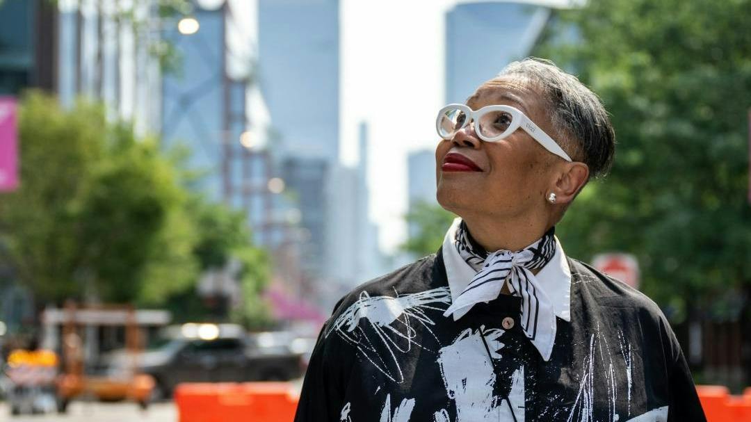 Photo of Cheryl Durst standing in Fulton Market in Chicago